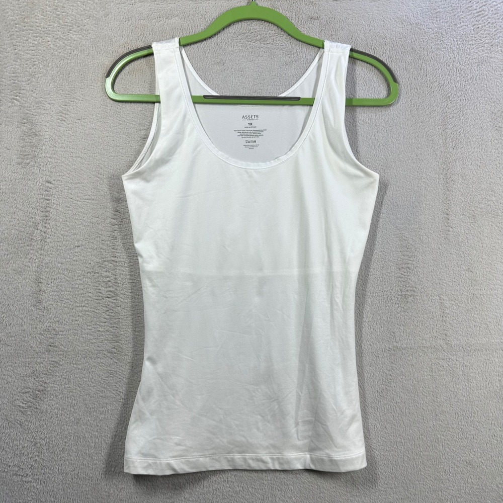 Assets by Spanx Tank Top Women 1X White Shaping Camisole Smoothing Scoop Neck